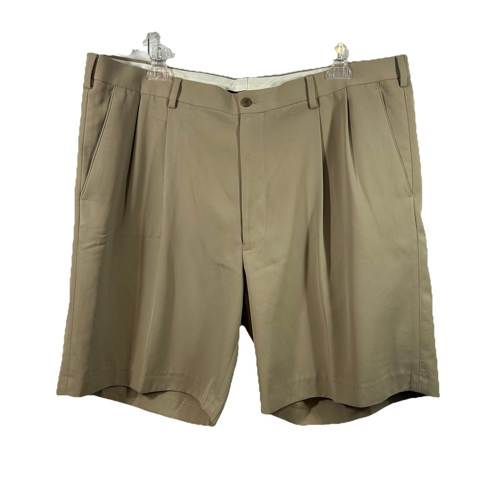 Alan Flusser Golf Shorts Mens 42 Tan Khaki Double Pleated Old Money Minimalist